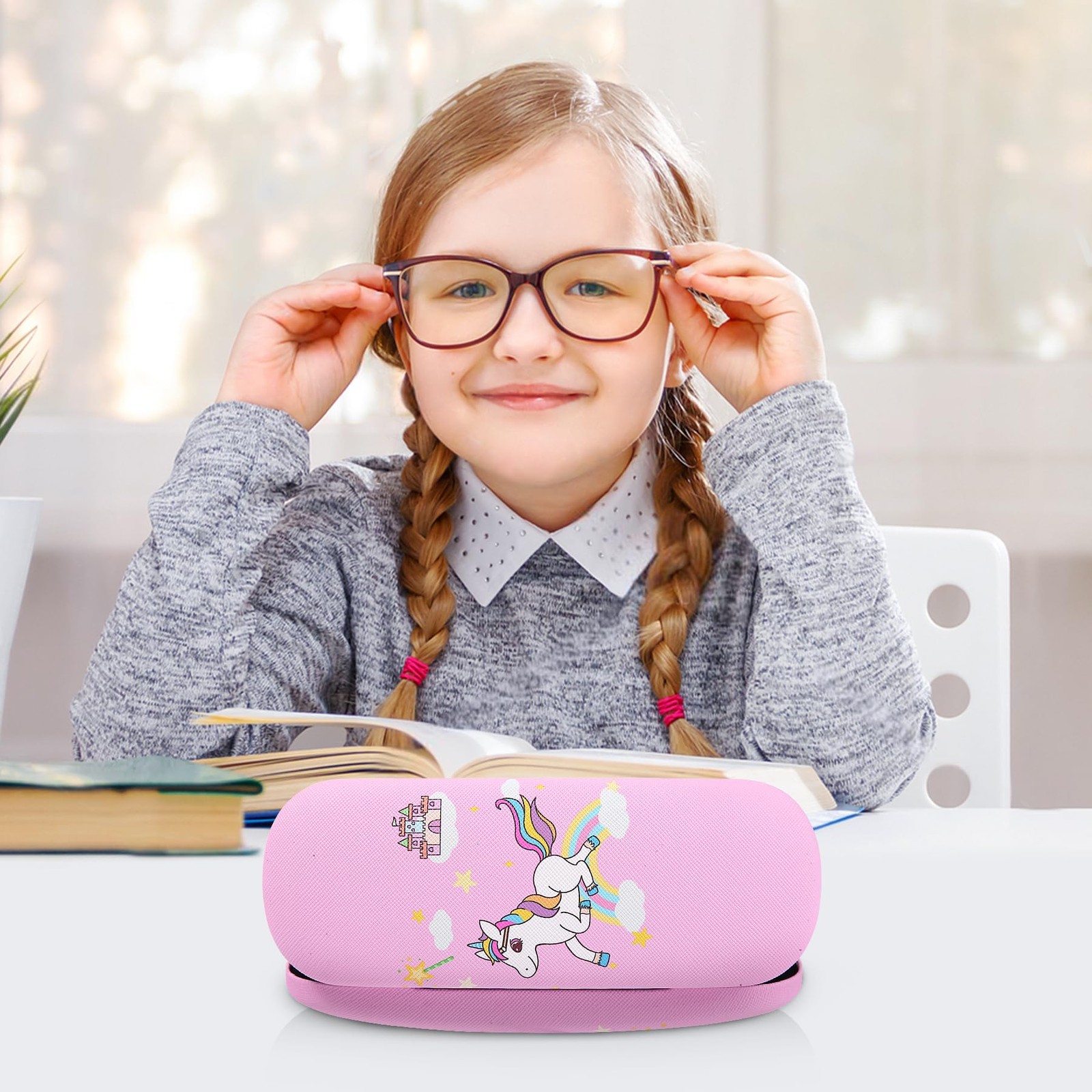 3 Pcs Cute Eyeglasses Case Hard Shell Storage Cases Unicorn Hard Clamshell Gl...