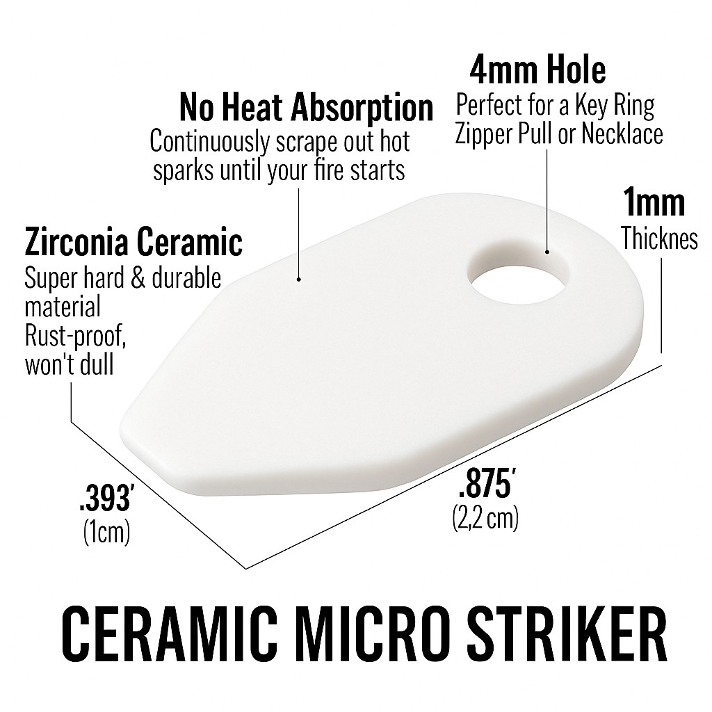 Ceramic Micro Striker Scraper Ferrocerium Rod Spark Tool Knife Sharpener 3 Pack