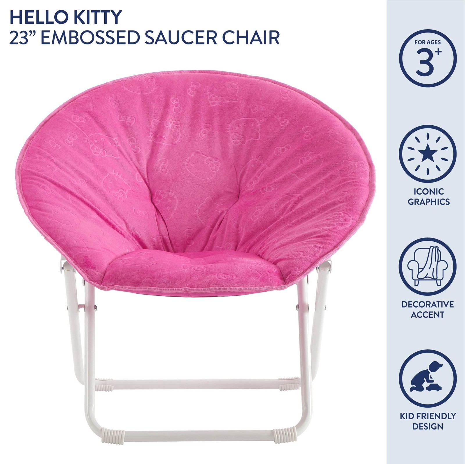 23" Kids' License Embossed Saucer Chair Hot Pink