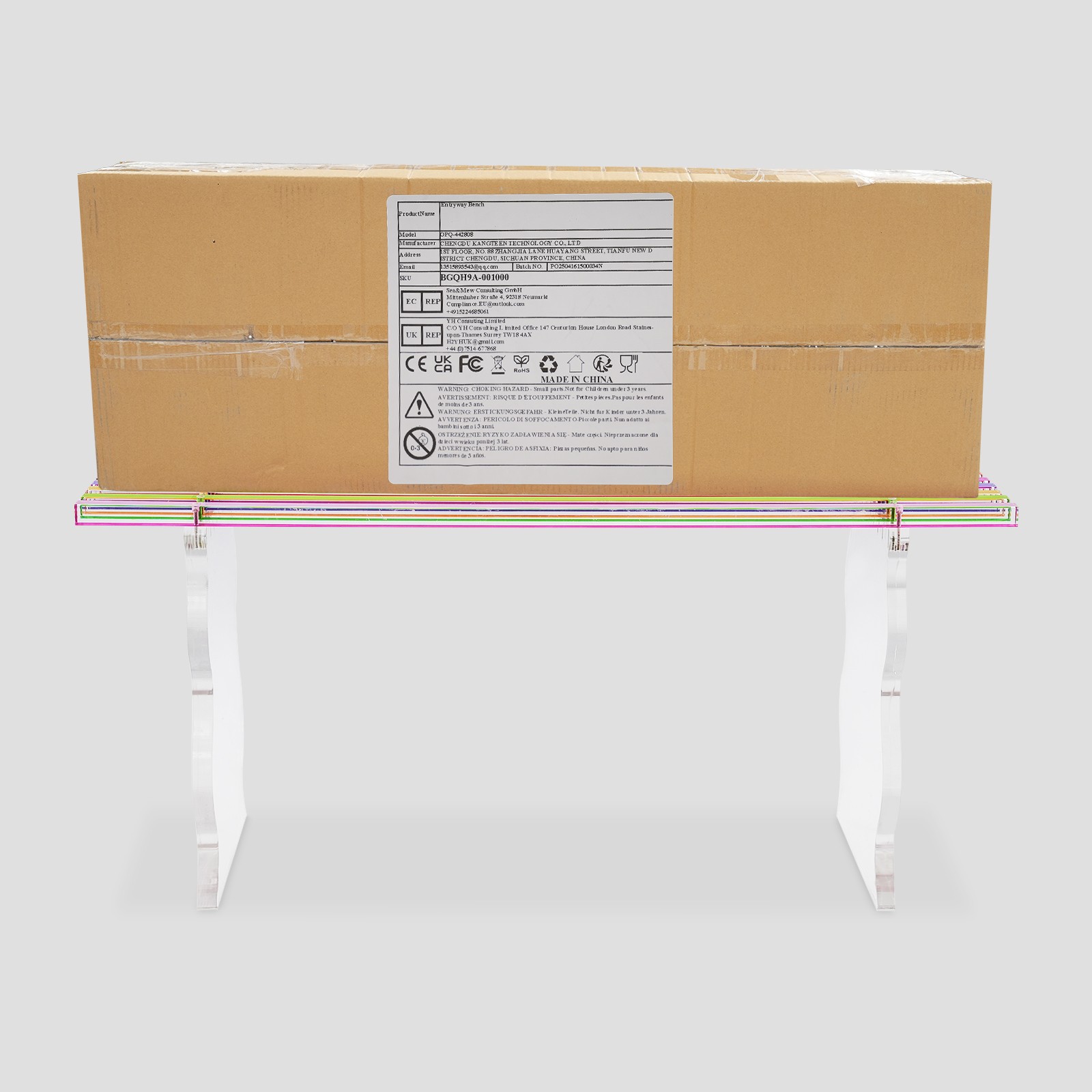 Acrylic Entryway Shoe Bench, Bench In Rainbow Color, Furniture Seat 35.4" L