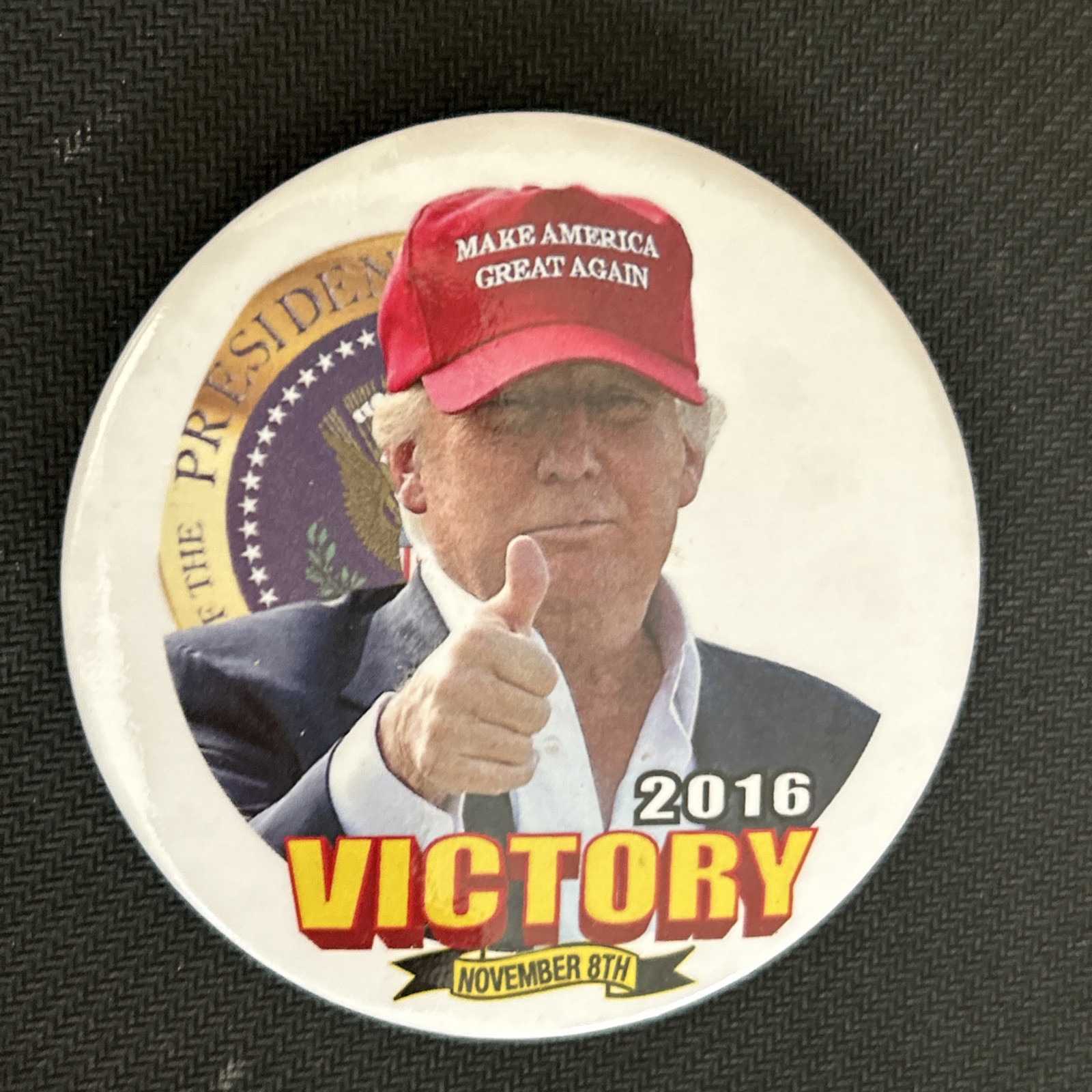 Donald Trump VICTORY November 8th  3” pinback button pin