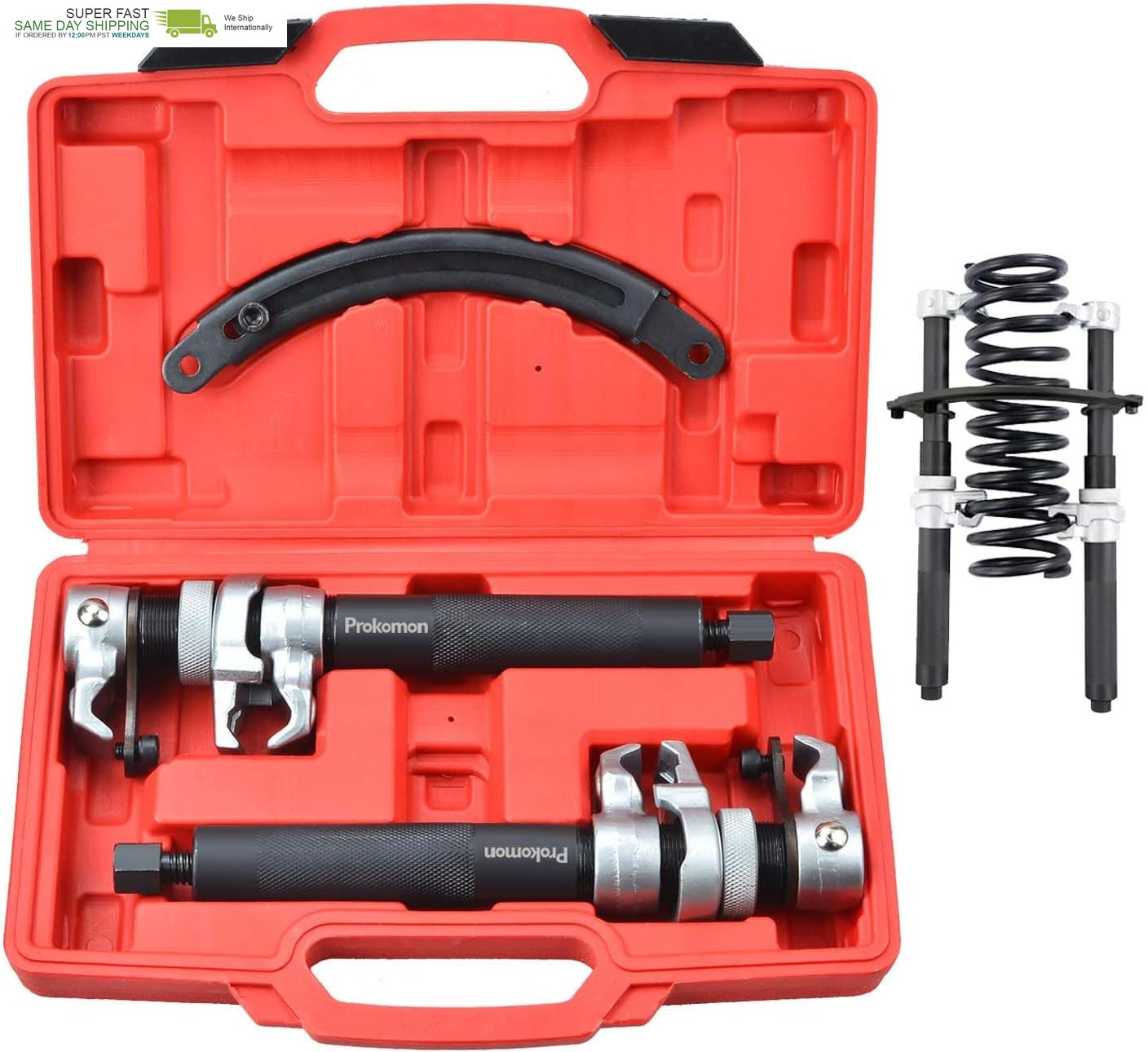 Heavy Duty Coil Spring Compressor Tool; 3 Pieces Macpherson Strut Spring Compres