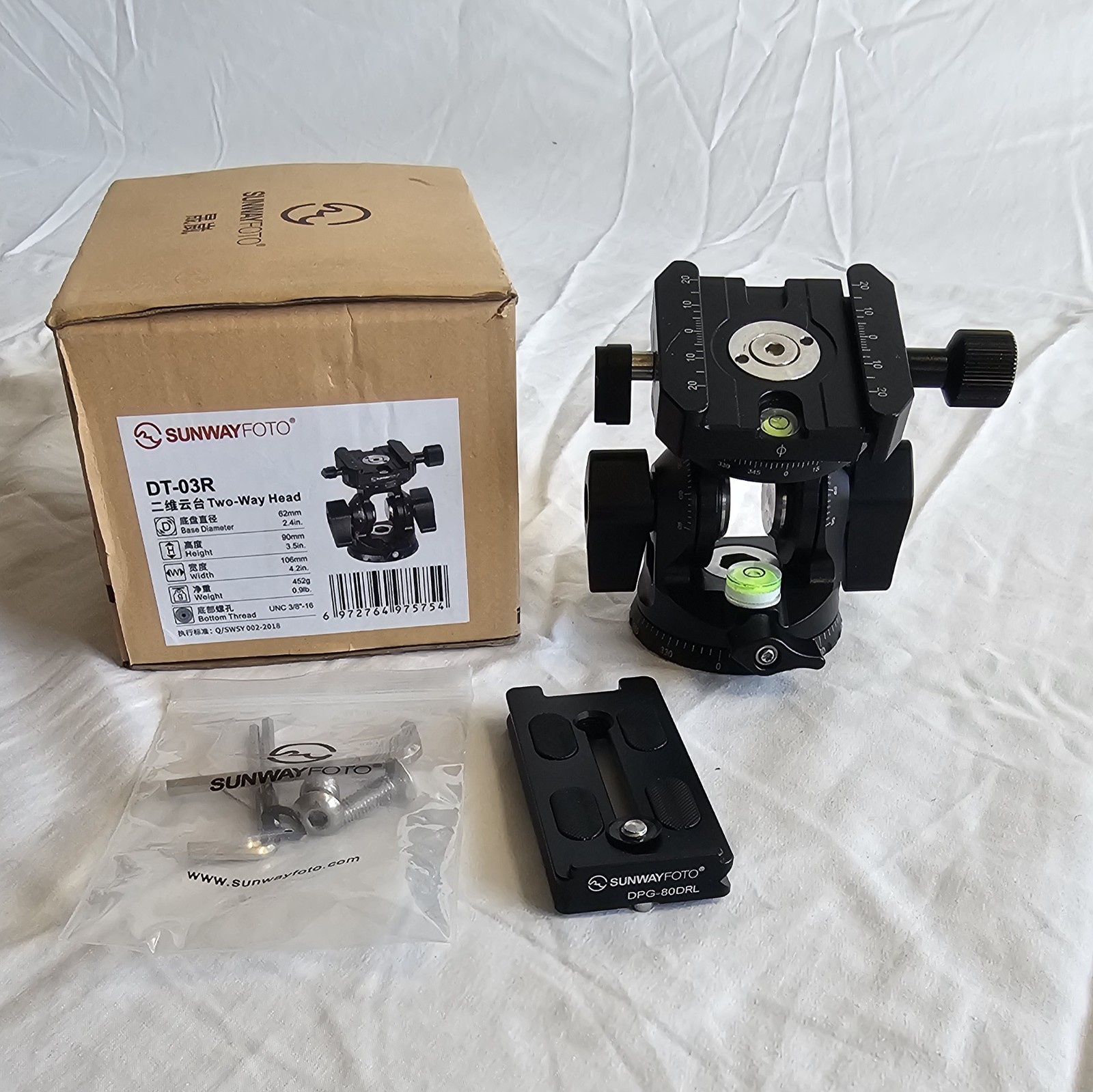SunwayFoto DT-03R Two-Way Head with Clamp and Quick Release Plate