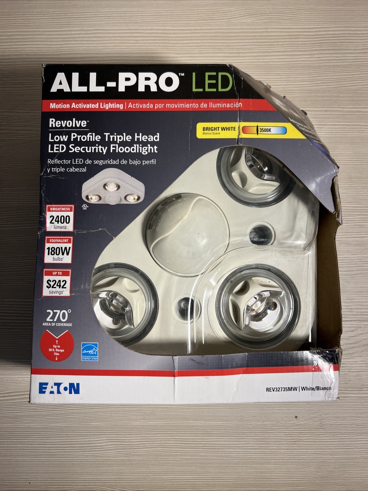 Damaged Box - All-Pro Revolve Motion-Sensing LED White Floodlight Hardwired