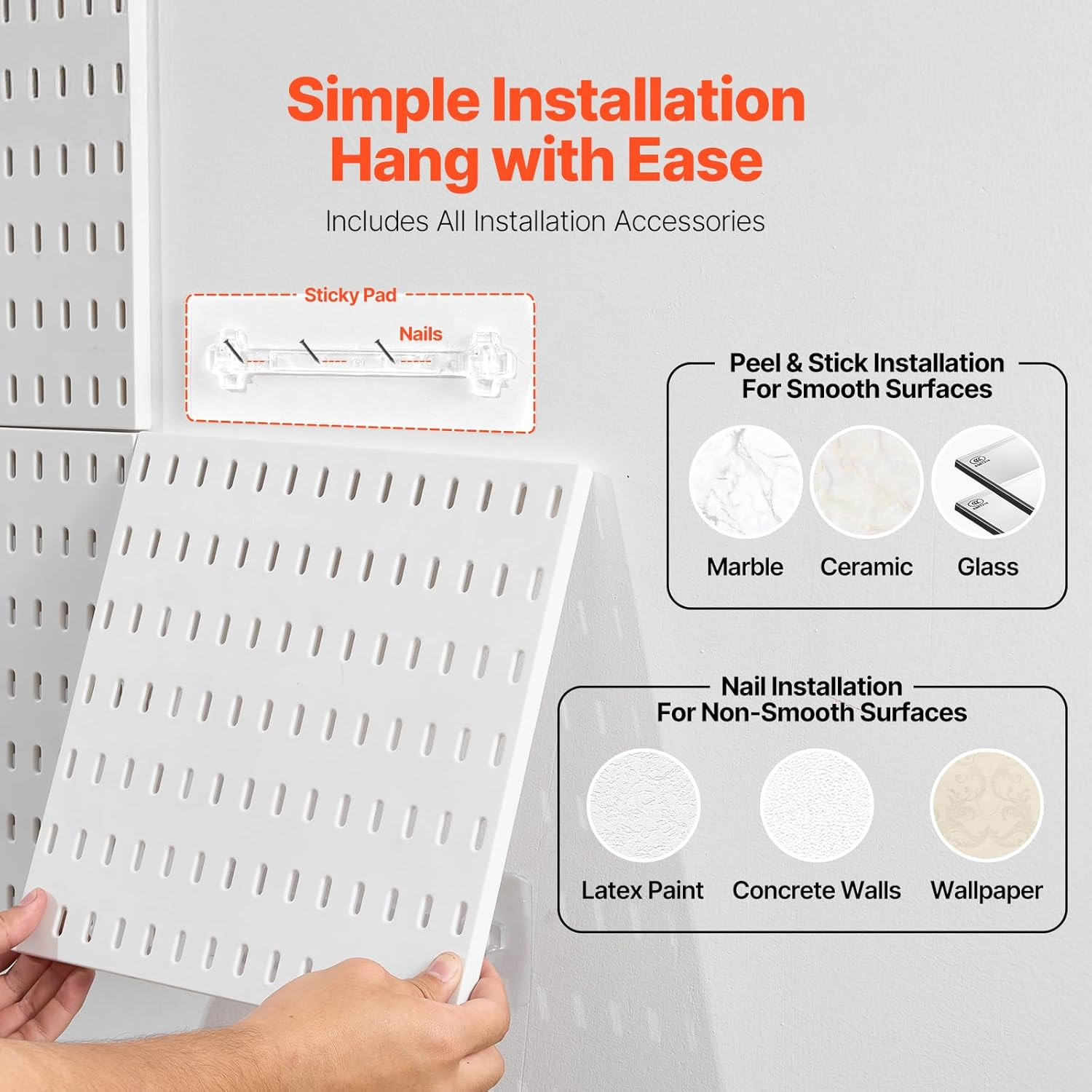 Pegboard Combination Kit, 11" X 11" Plastic Pegboard, 4 Panels, Peg Board Wall O