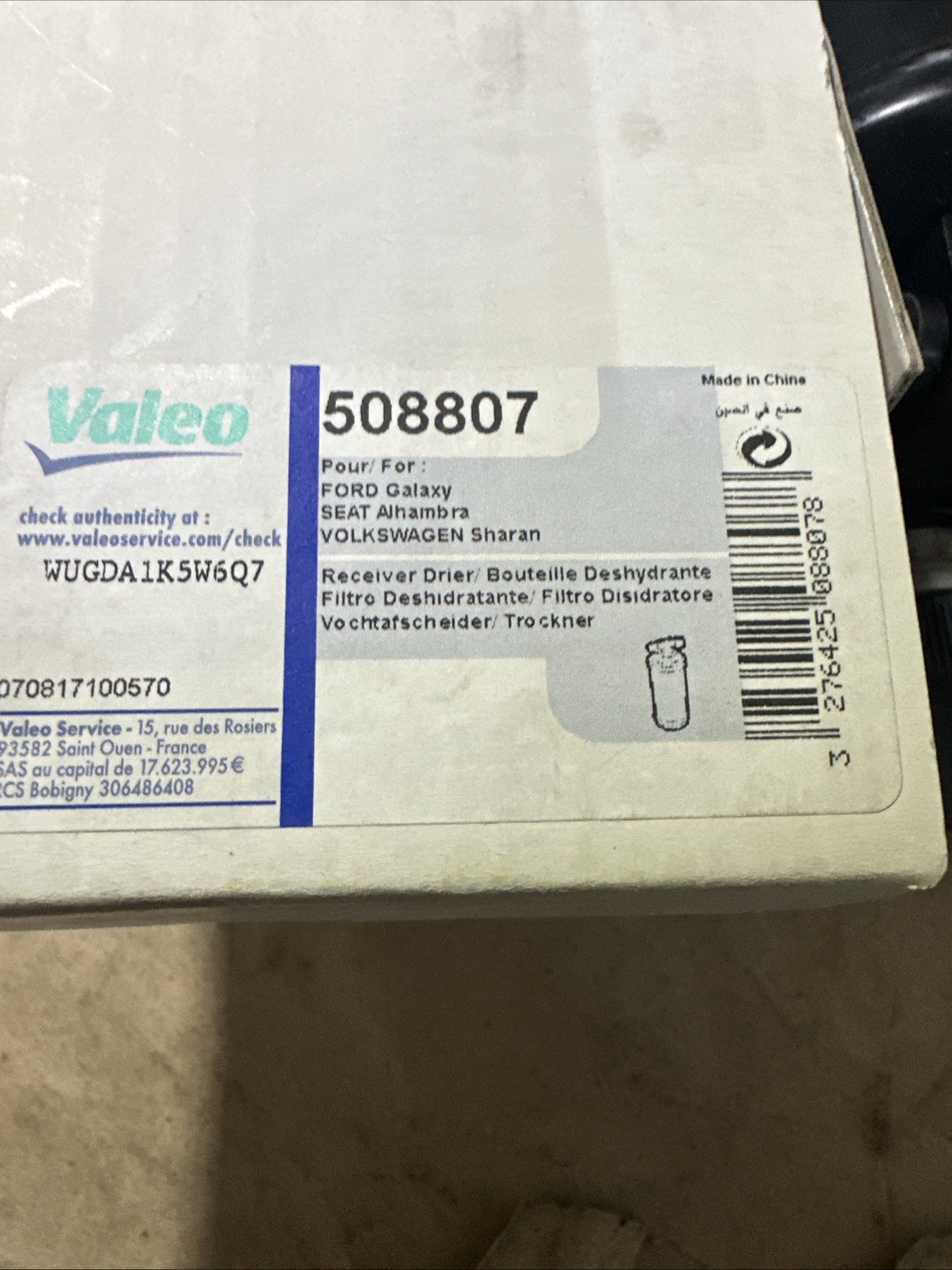 Air conditioning dryer VALEO 508807.