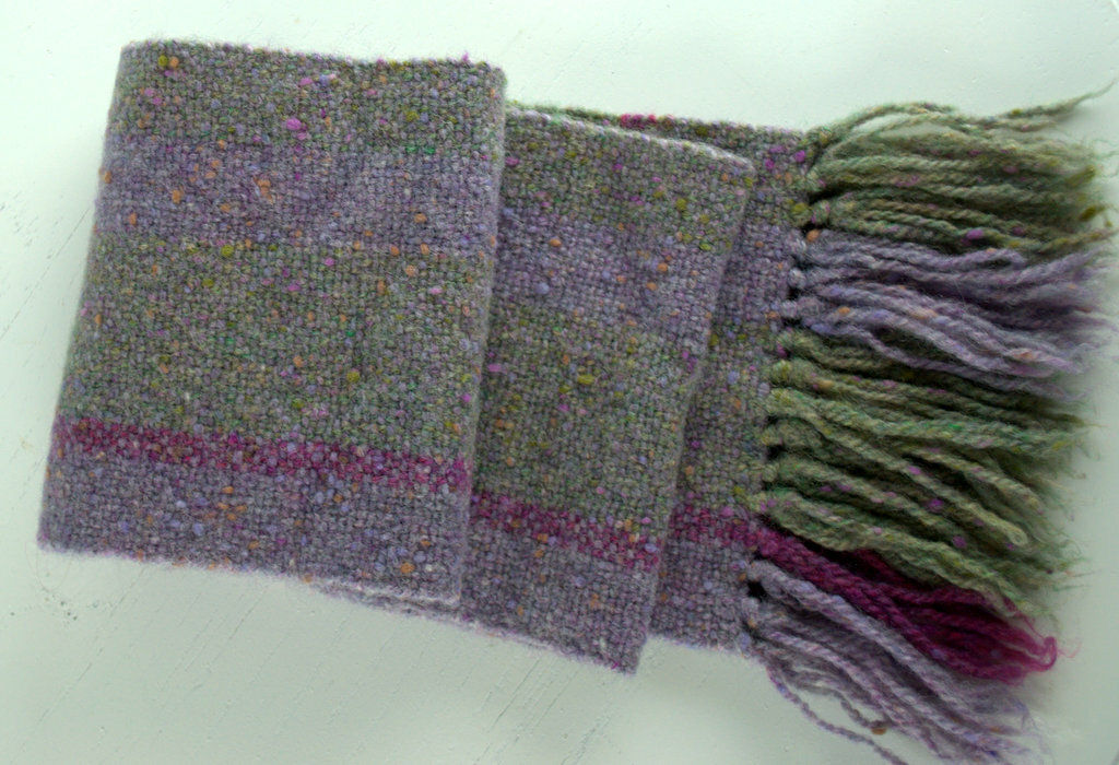 Hand Woven Heather Scarf Sage Lilac Patti Haskell Hand Woven 65" X 6.5" So Nice