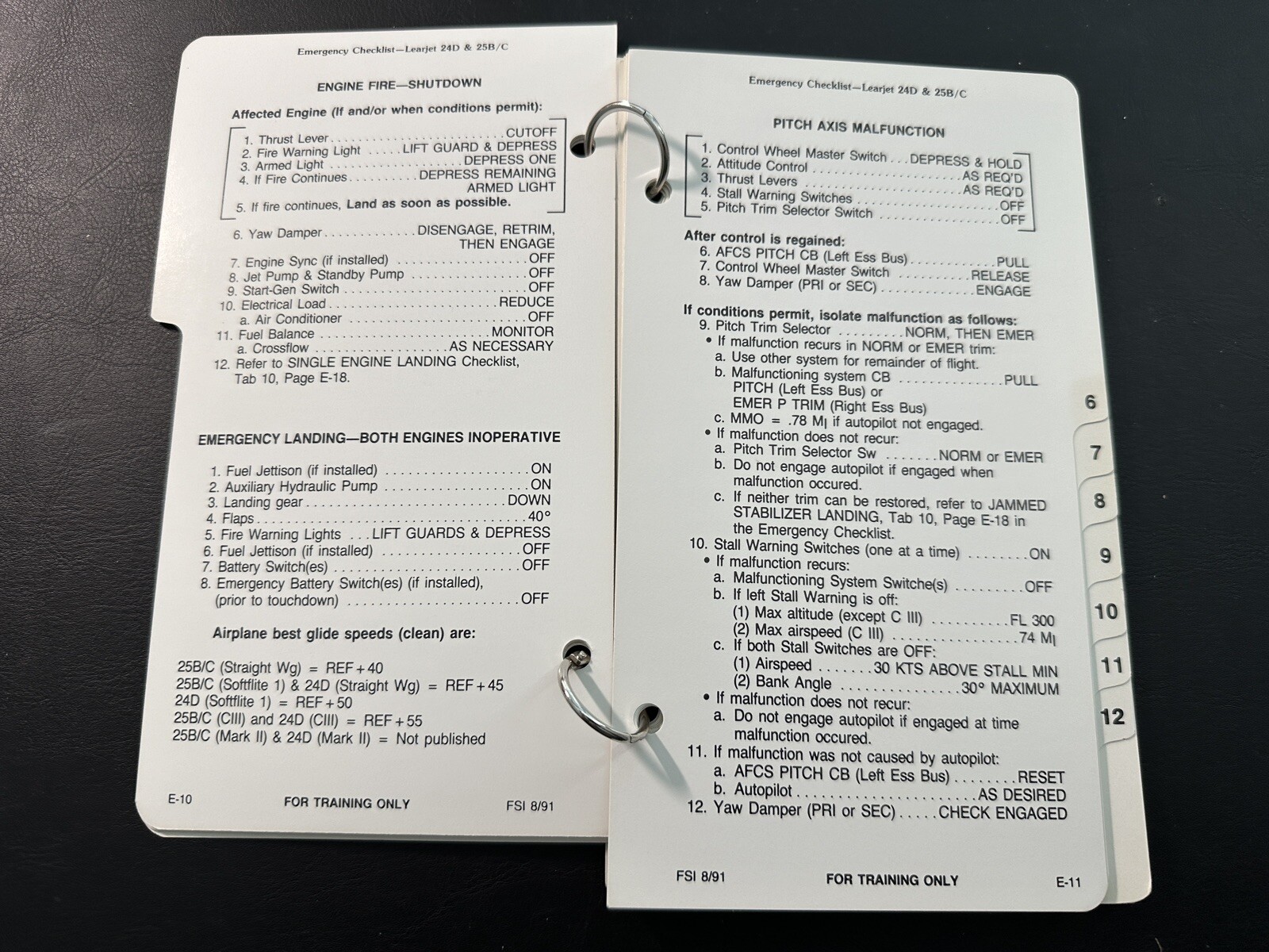 Learjet 24D and 25B/C Emergency/Normal Checklist 1991