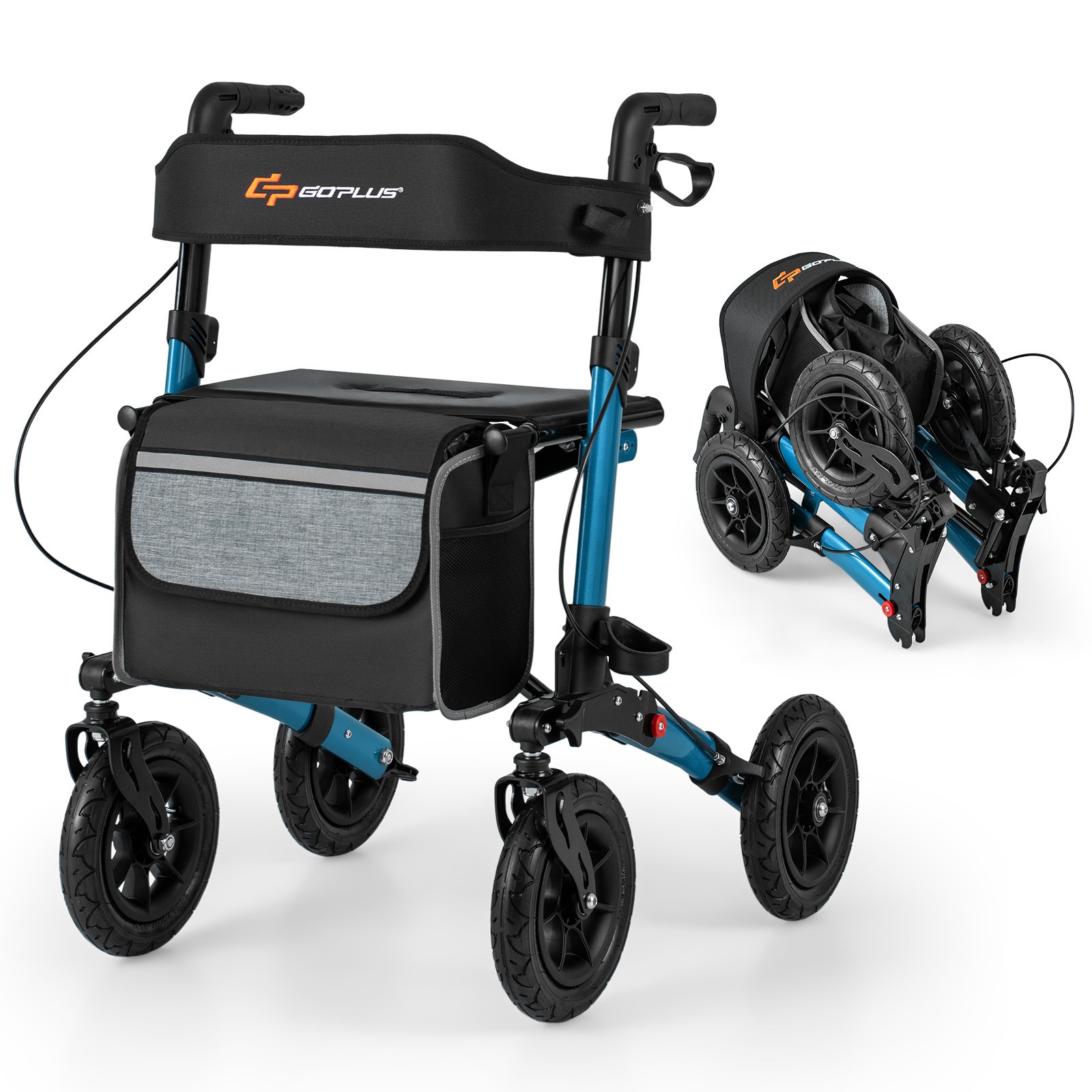Walker for Seniors Folding Rollator Walker w/9" Pneumatic Tires for All Terrain
