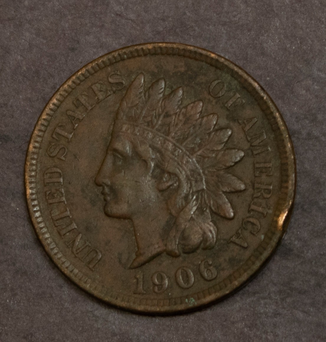 1906 Indian Cent XF Rim Mark Dark  Lot Y3421
