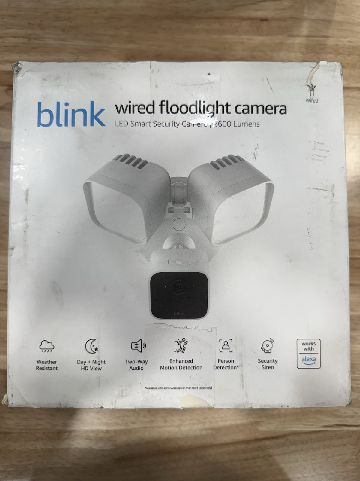 Blink Wired Floodlight Camera - Smart Security Camera, 2600 Lumens, White
