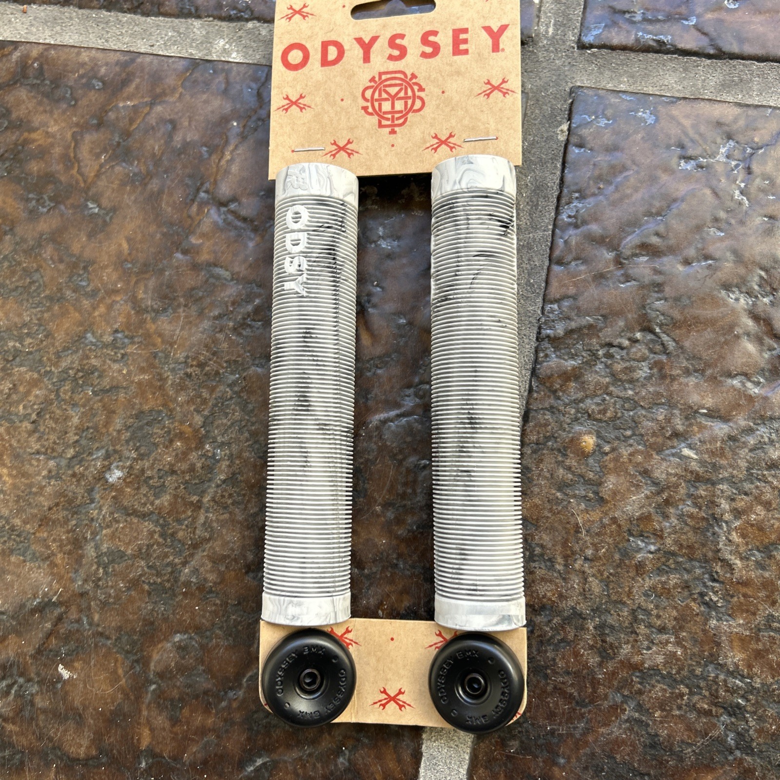 ODYSSEY BROC GRIP Black/White Swirl  S&M BMX Bike Grips Scooter Grips Odyssey