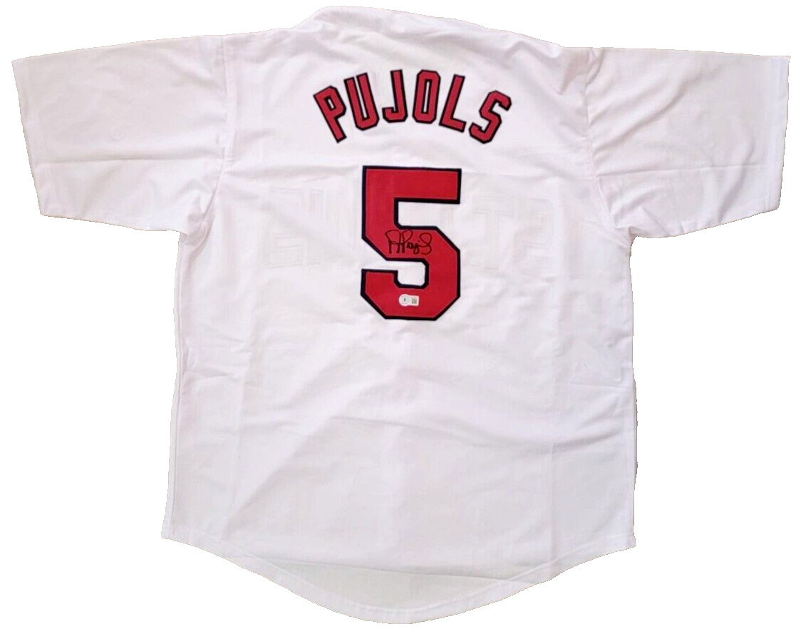 St. Louis Albert Pujols Signed In Black White Jersey Beckett BAS Witnessed