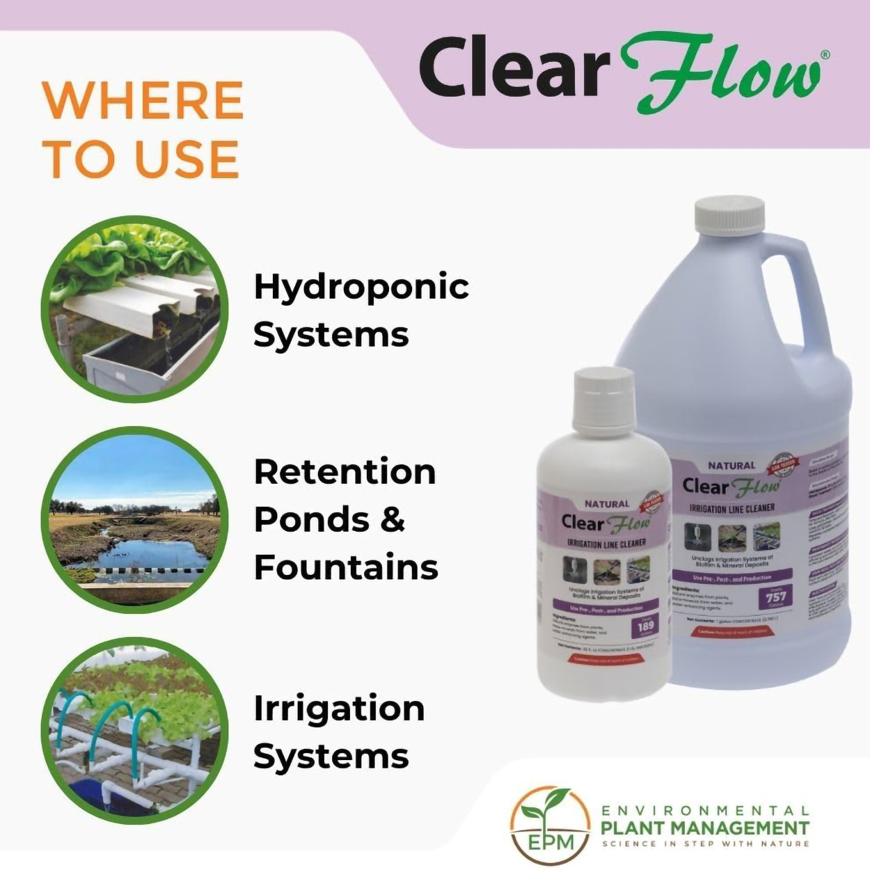 Clear Flow Irrigation Line Cleaner 32 fl oz Bottle by EPM