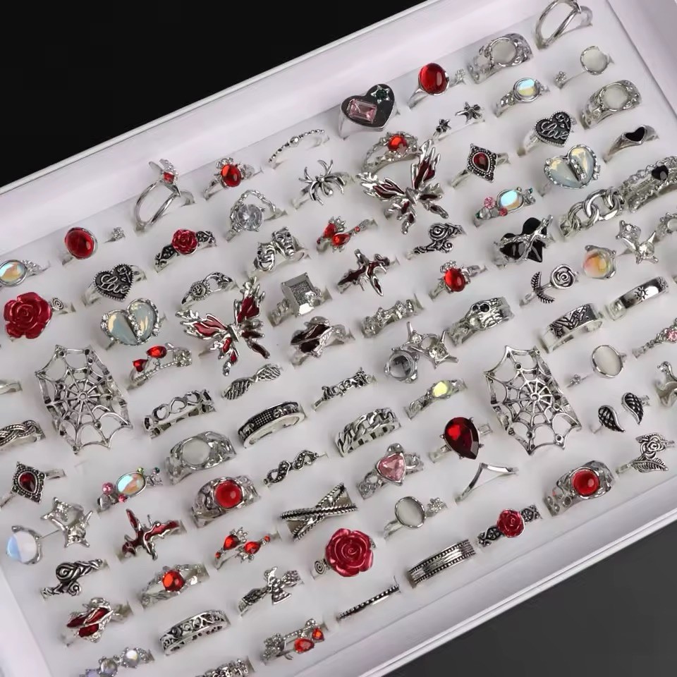 50 Bulk Lot Rings For Men And Women Goth Grunge Fashion Ring Wholesale