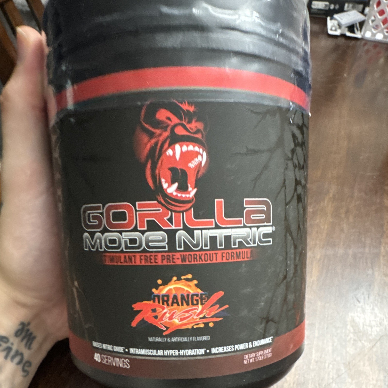 Gorilla Mind Gorilla Mode Nitric Stimulant-Free Orange Rush 40 Servings