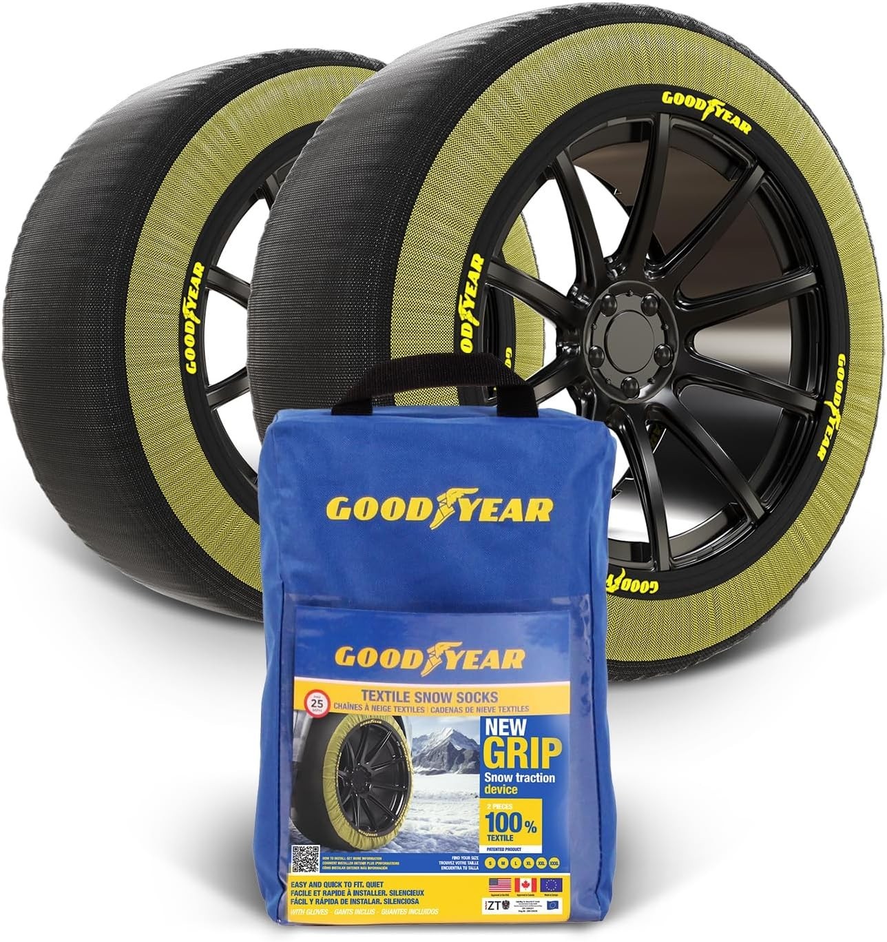 Goodyear Snow Socks for Tires, Chain Replacement. Grip Size M Textile Traction