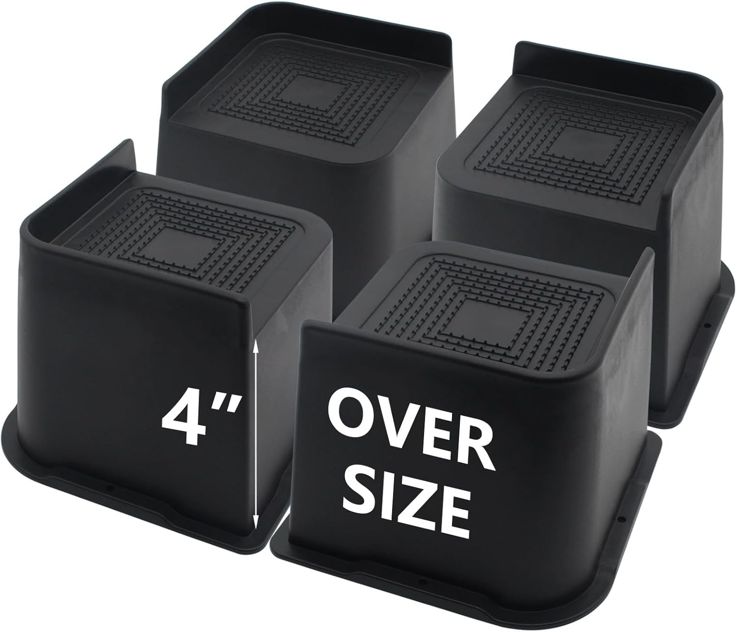 Bed Risers 4 Inch Heavy Duty, 4 Pack Oversized Furniture Risers 6 Inch, Black Be