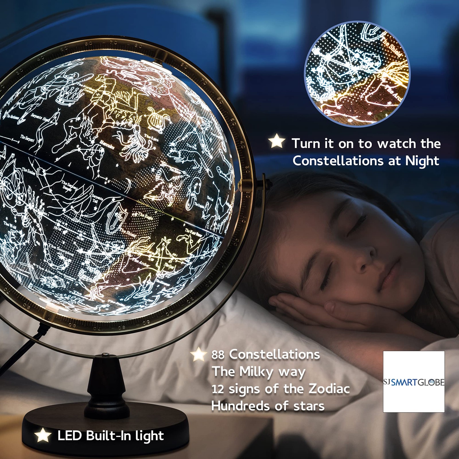 SJSMARTGLOBE with Interactive APP & LED Illuminated Constellations at Night, ...
