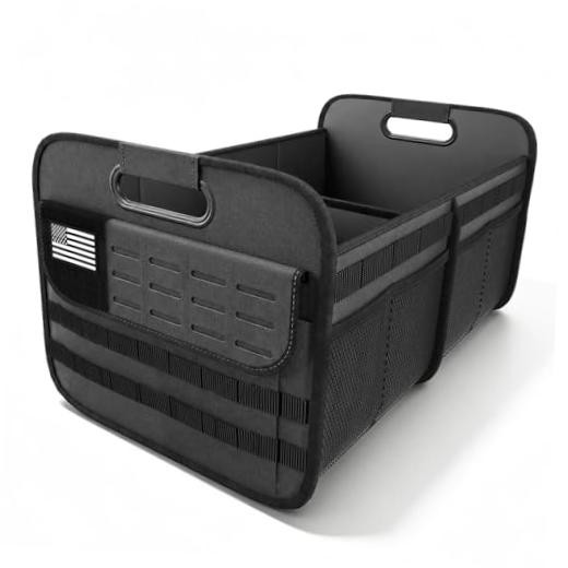 Car Trunk Organizer for SUV - 65L Collapsible Tactical MOLLE Car Storage with