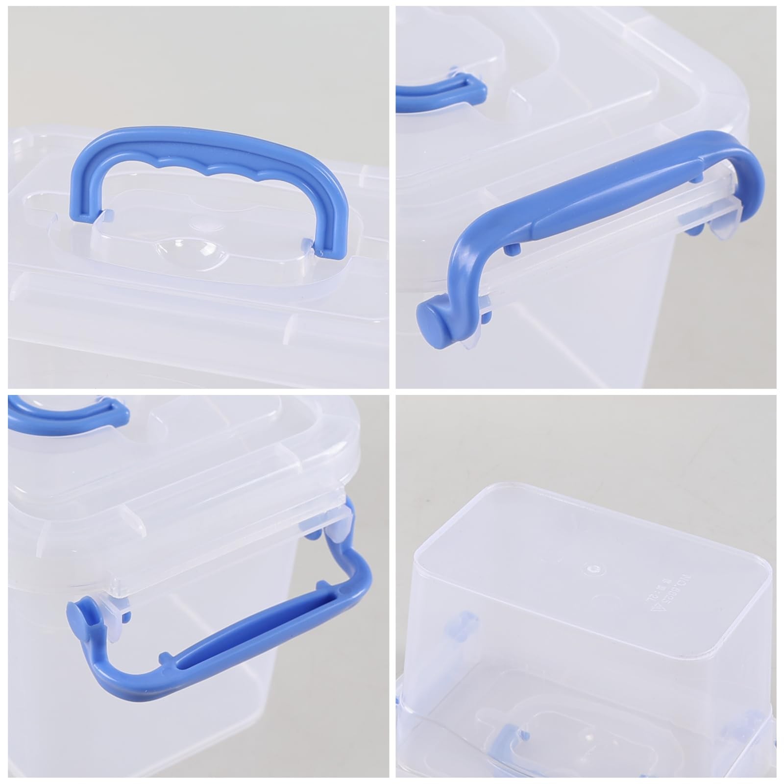 6 Pack Mini Plastic Clear Storage Box Container Lids Stackable Bin 1.5 L