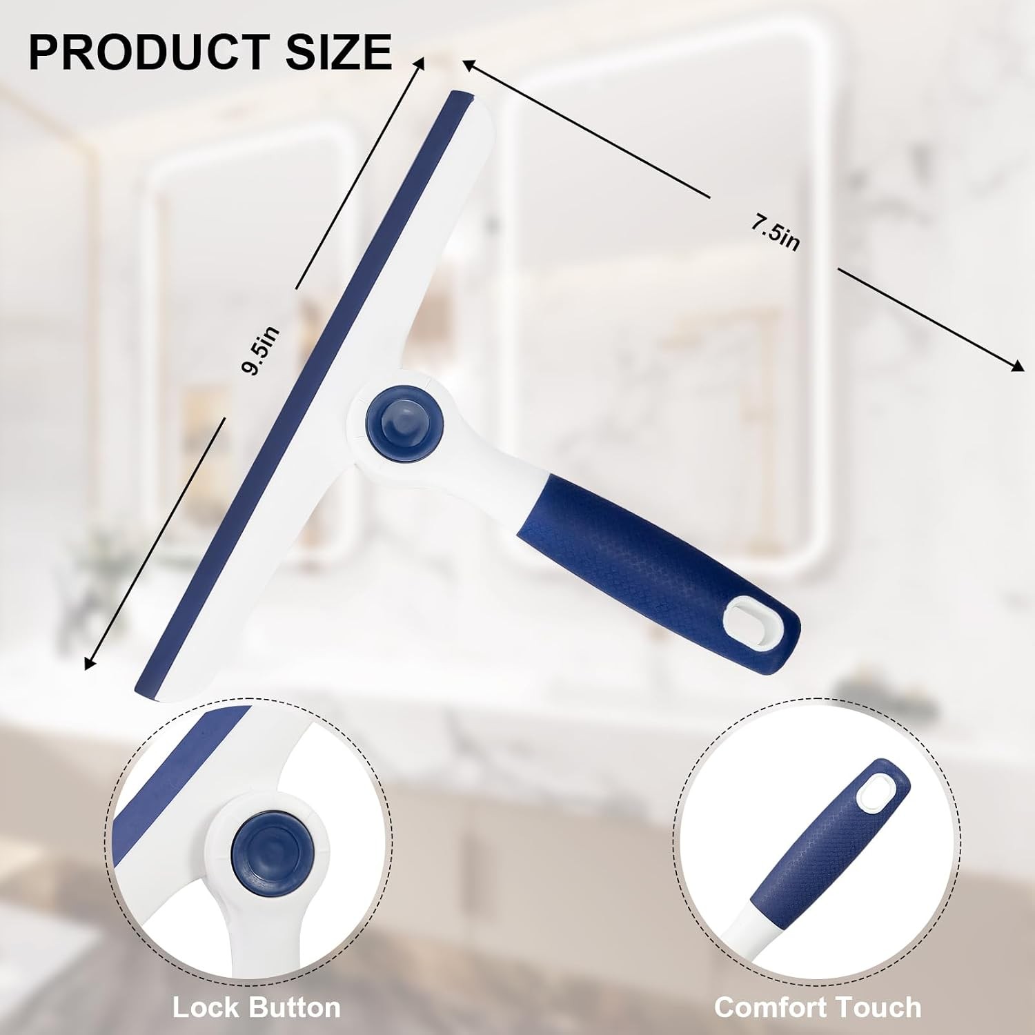 Window Squeegee for Glass Doors，All-Purpose 9.7” Window Cleaning Squeegee,