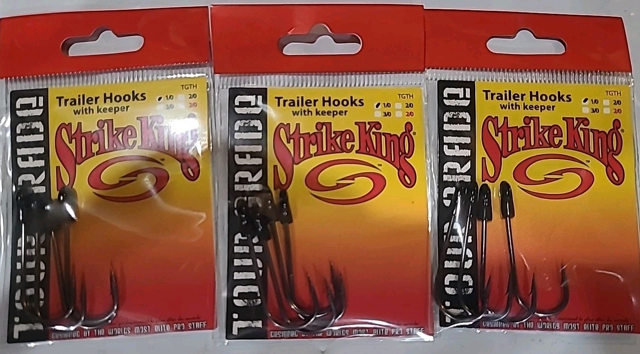 NEW Strike King Tour Grade Trailer Hooks W/Keeper 3/0-3 Packs- 4 Per Pack 12 Tot