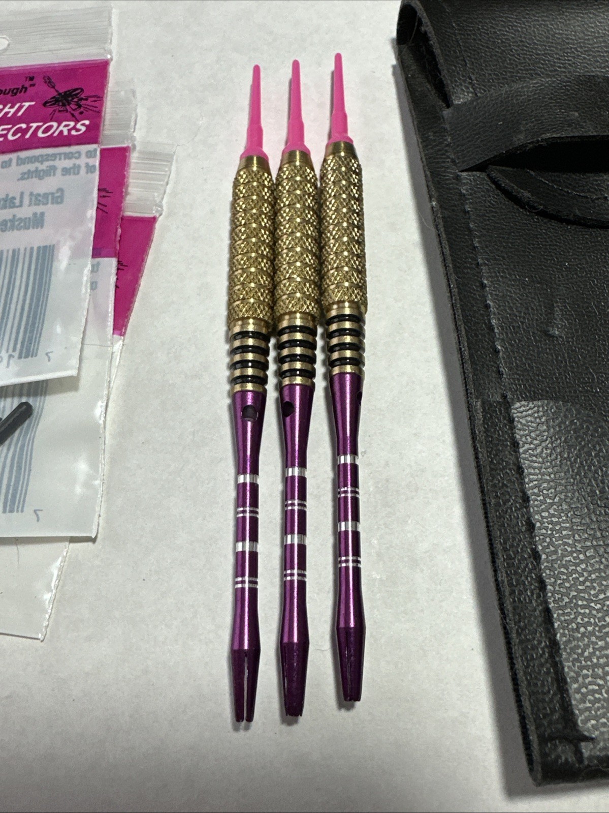 15GM Purple White Pink Themed 3 Soft Tip Dart Set Bundle With Soft Case