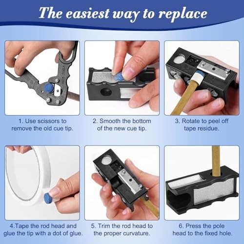 11-in-1 Billiards Pool Cue Tips Shaper, Pool Cue Tips Replacement Kit,