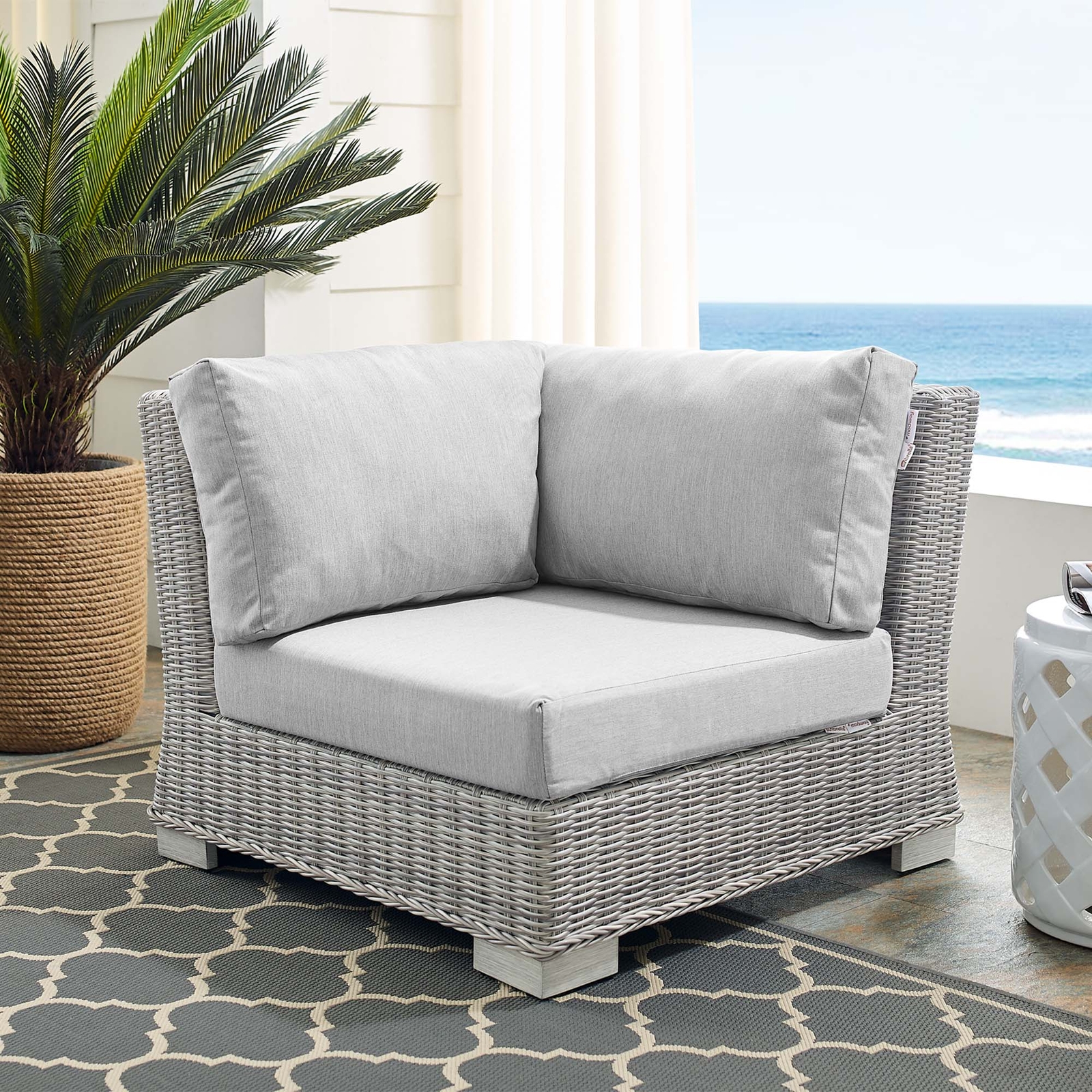 Modway Sunbrella® Wicker Rattan Corner Chair