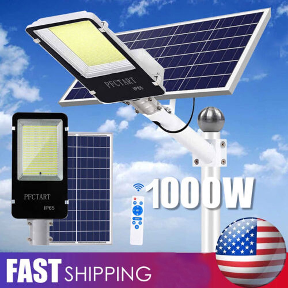 1000W Commercial Solar Street Light Outdoor Dusk To Dawn Solar Flood Road Lamp