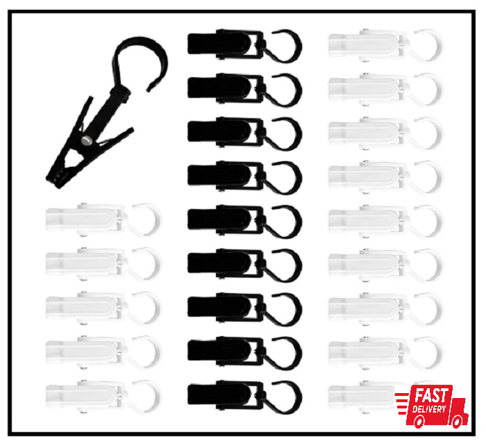 24 PCS Super Strong Laundry Hooks, Plastic Clothes Pins Swivel Hanger Clips f.