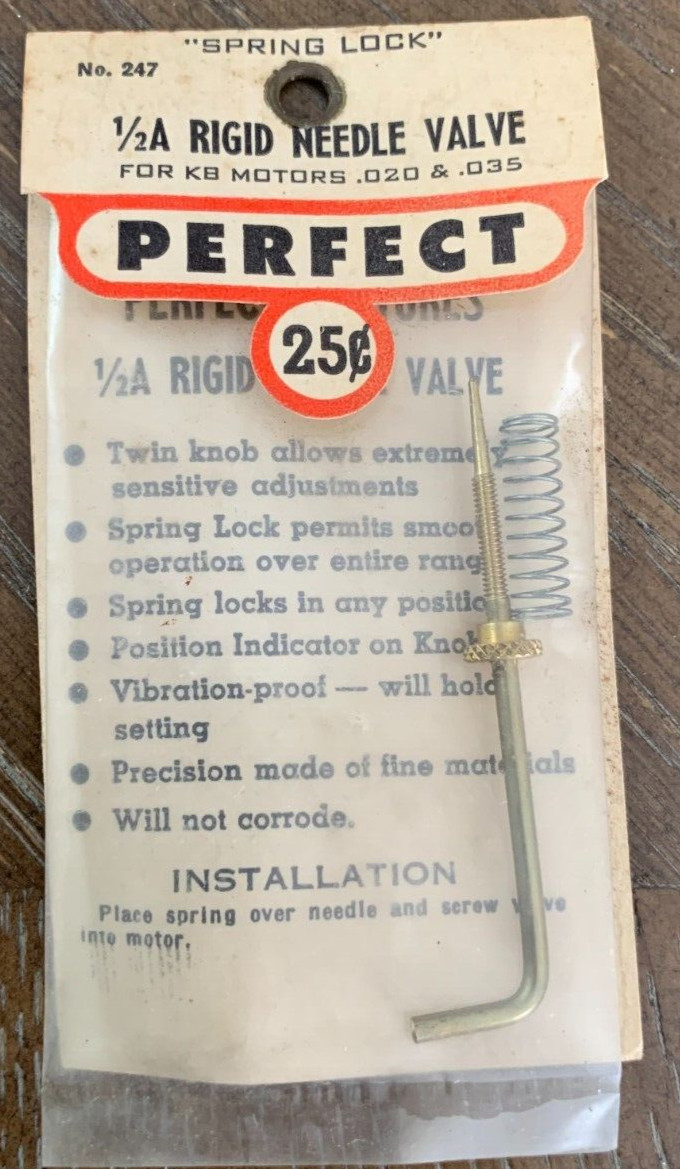 Rare Vintage NOS Perfect Rigid Needle Valve & Spring #247 KB Motors .020 & .035