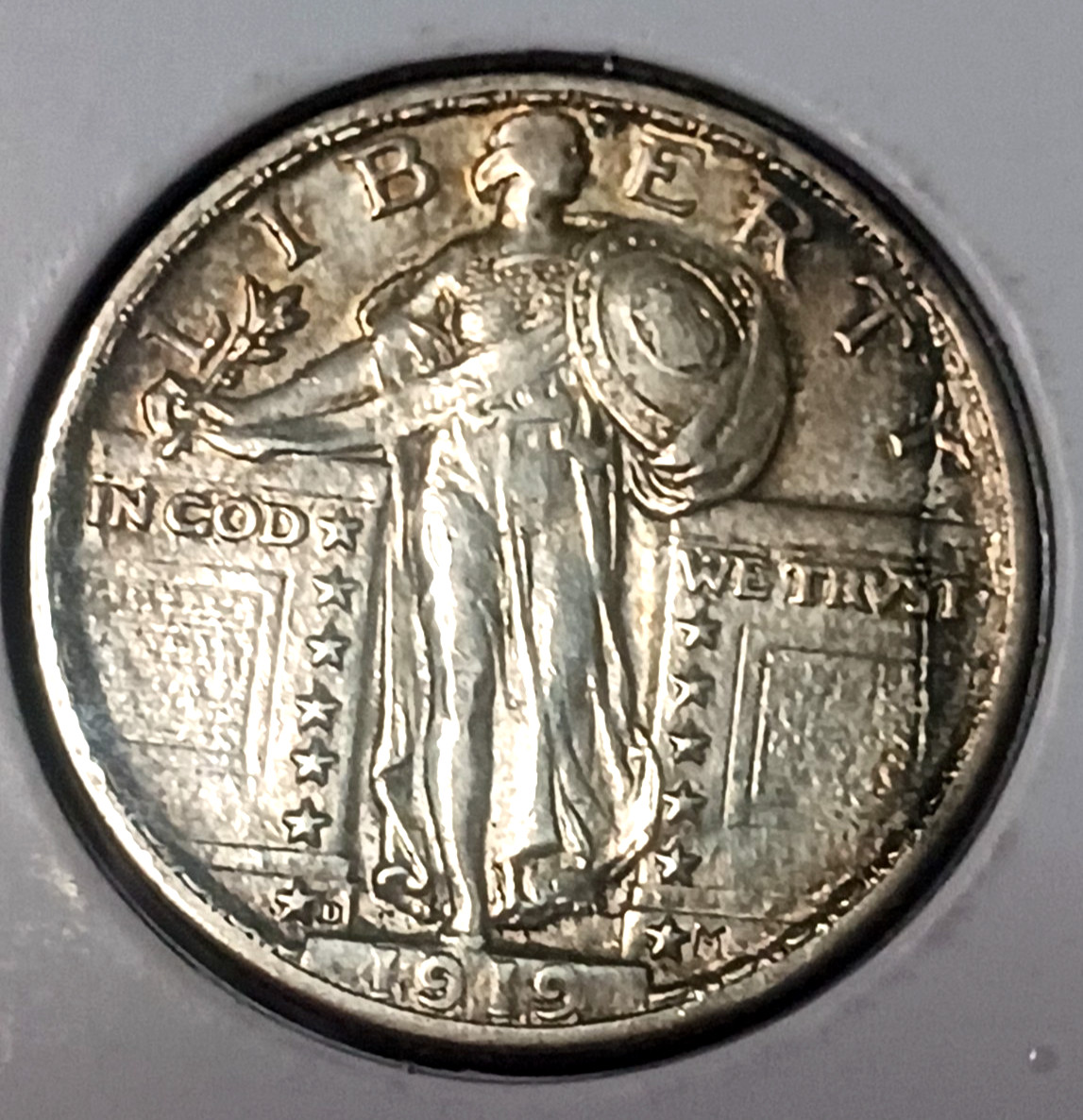 1919 D STANDING LIBERTY SHARP AU LRG DIE CRACK