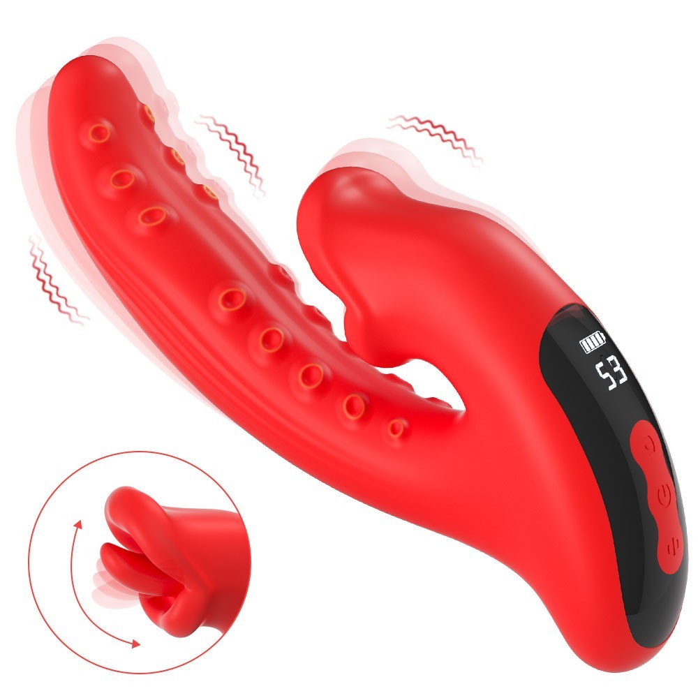 Dual Tongue G Spot Vibrator Wearable 10 Vibration and 5 Licking Modes Adult Toy