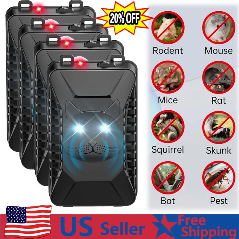 Ultrasonic Rodent Repellent,4Pack Mouse Rat Pest Bat Squirrels Repellent for Car