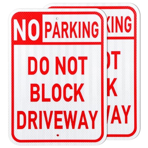 2 Pieces Large No Parking Sign, 14 x 10 Inches Do Not Block Driveway Sign,