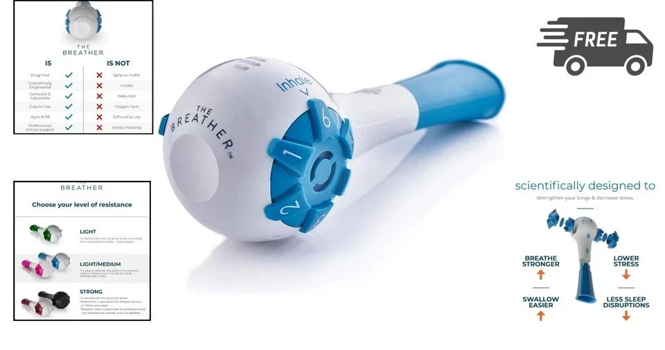 Breathing Exerciser Respiratory Trainer Lung Strength Device Indoor Portable