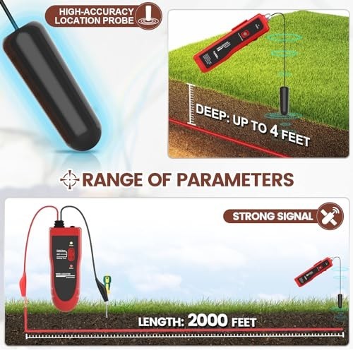 F02 Pro Underground Wire Locator & Cable Tester - 2000ft Range, Rechargeable