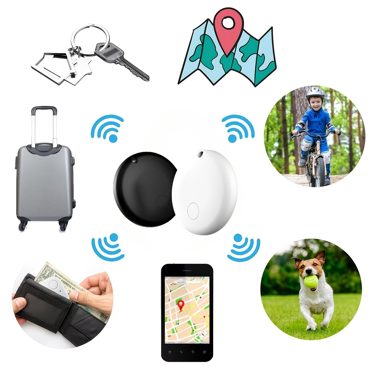 Mini Car GPS Tracker Real-Time Locator for Keys Pets Bags Cars iOS Compact