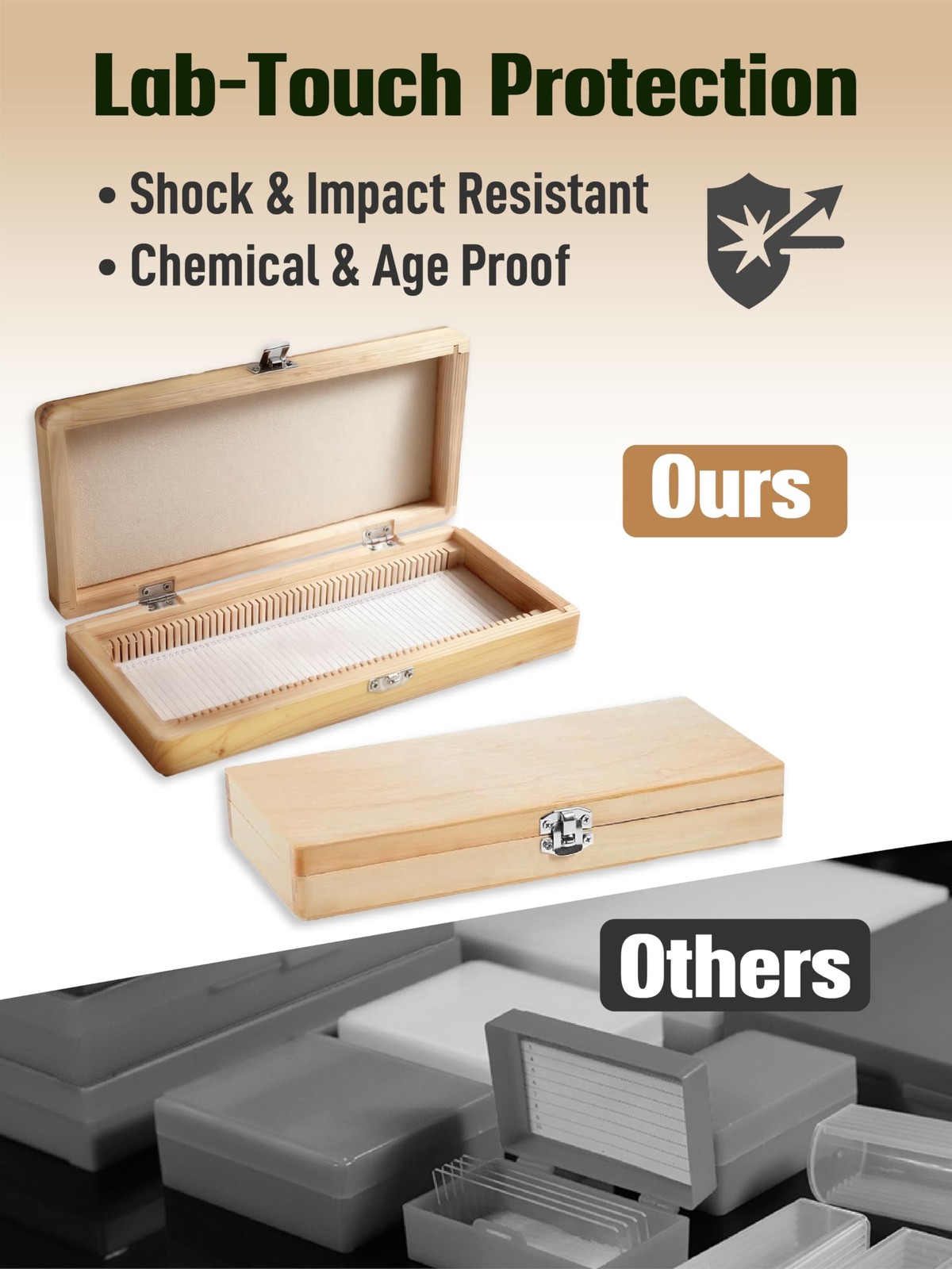 Wooden Microscope Slide Storage Box, Durable Specimen Storage Cabinet for 50 ...
