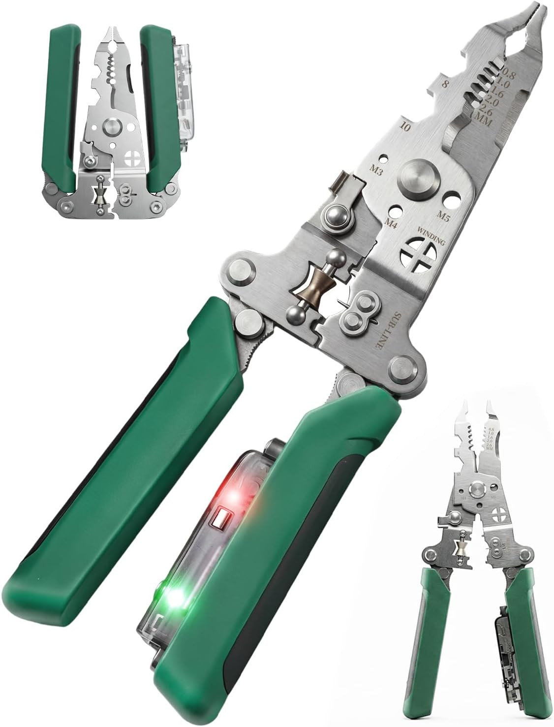16-In-1 Wire Stripper with 12-250V Voltage Tester&Alarm Rechargeable Heavy Duty