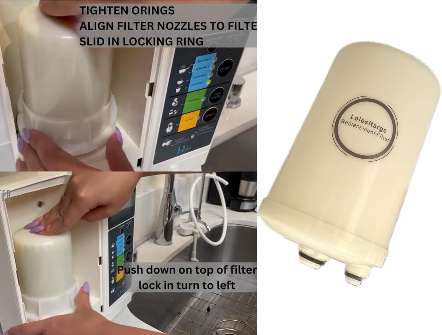 Compact 2 Pack Water Filter for Leveluk Kangen K-8, Enhanced Chlorine Filtration