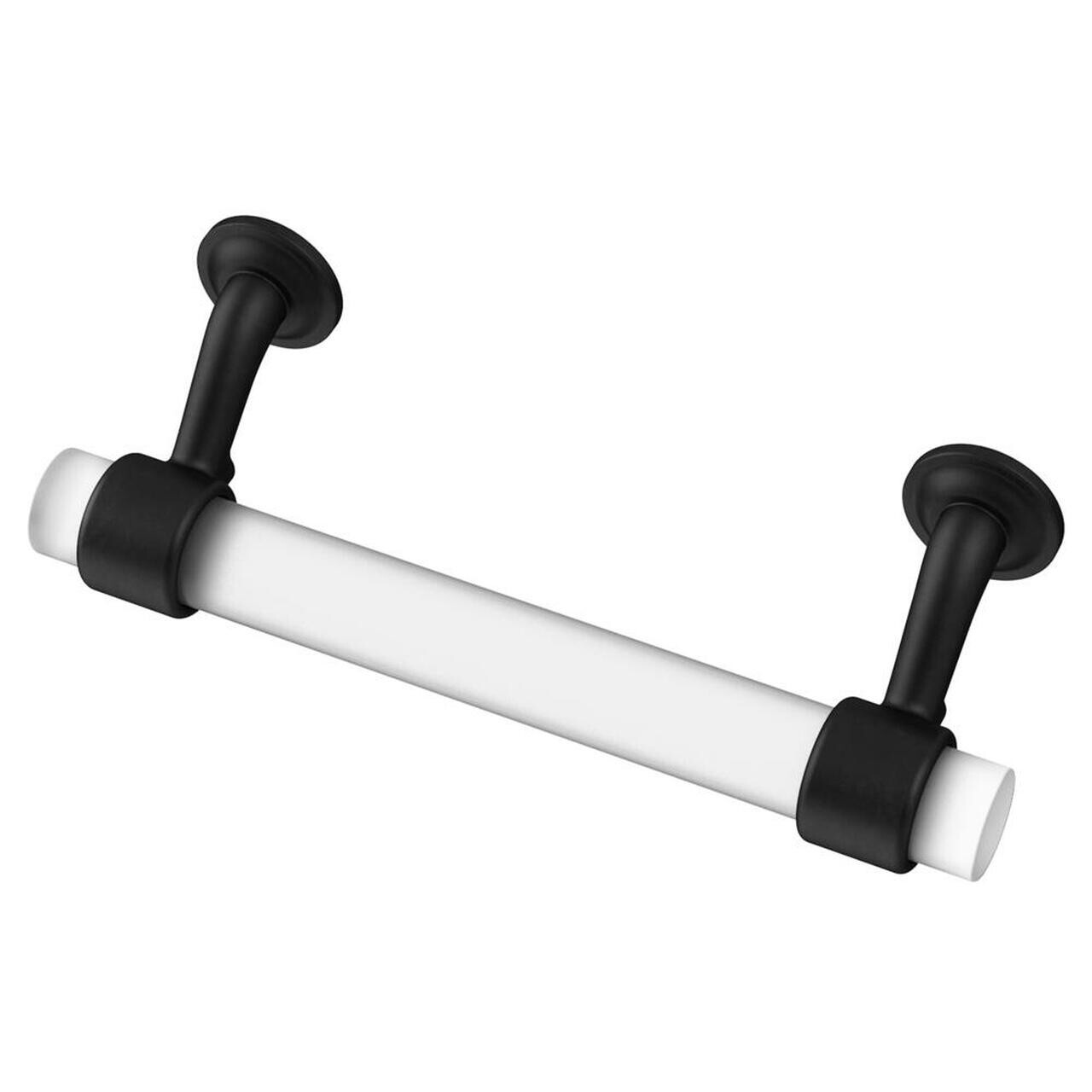 (12 Pack) 3-3/4" Floating Frosted Glass Pull with Flat Black