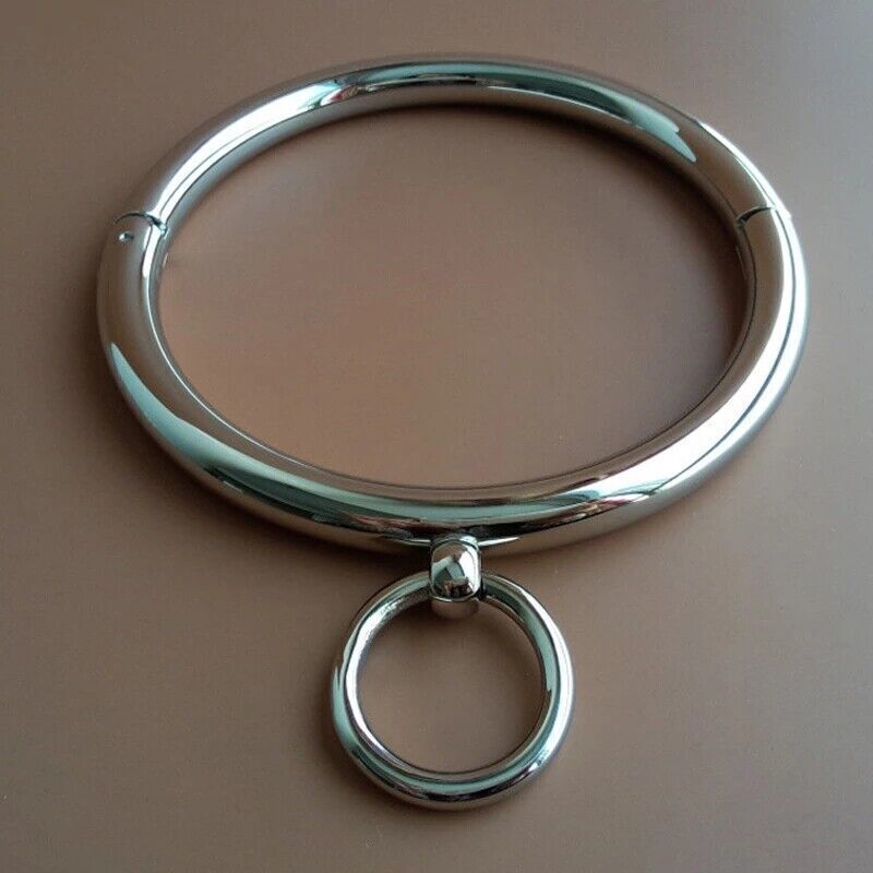 Women Metal Steel Neck Collar with O Ring Bondage Choker Restraint Slave BDSM