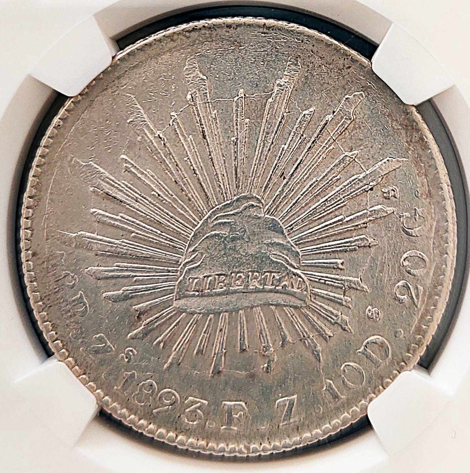 1893 ZS FZ Mexico 8 R, NGC MS 61 , nice silver coin       #59-20, #1884.