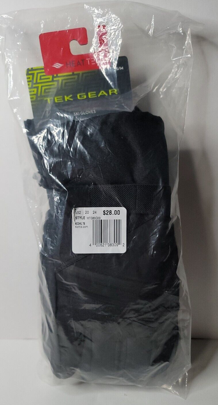 Tek Gear Heat Tek Men’s Thinsulate Touch Screen Ski Gloves Black Tie S/M NWT