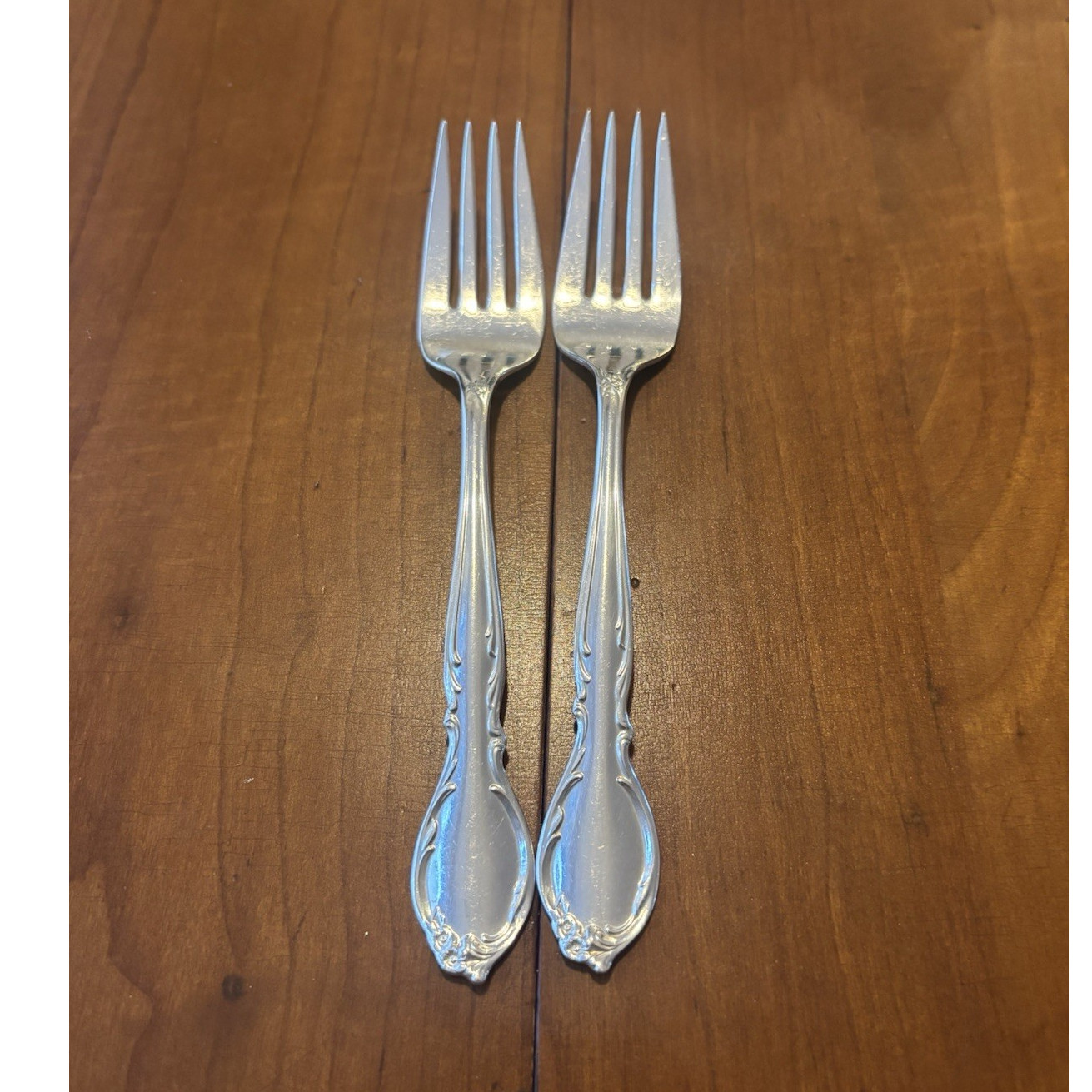Vintage Wm Rogers Silverplate salad Fork Set of 2, Moonlight Pattern