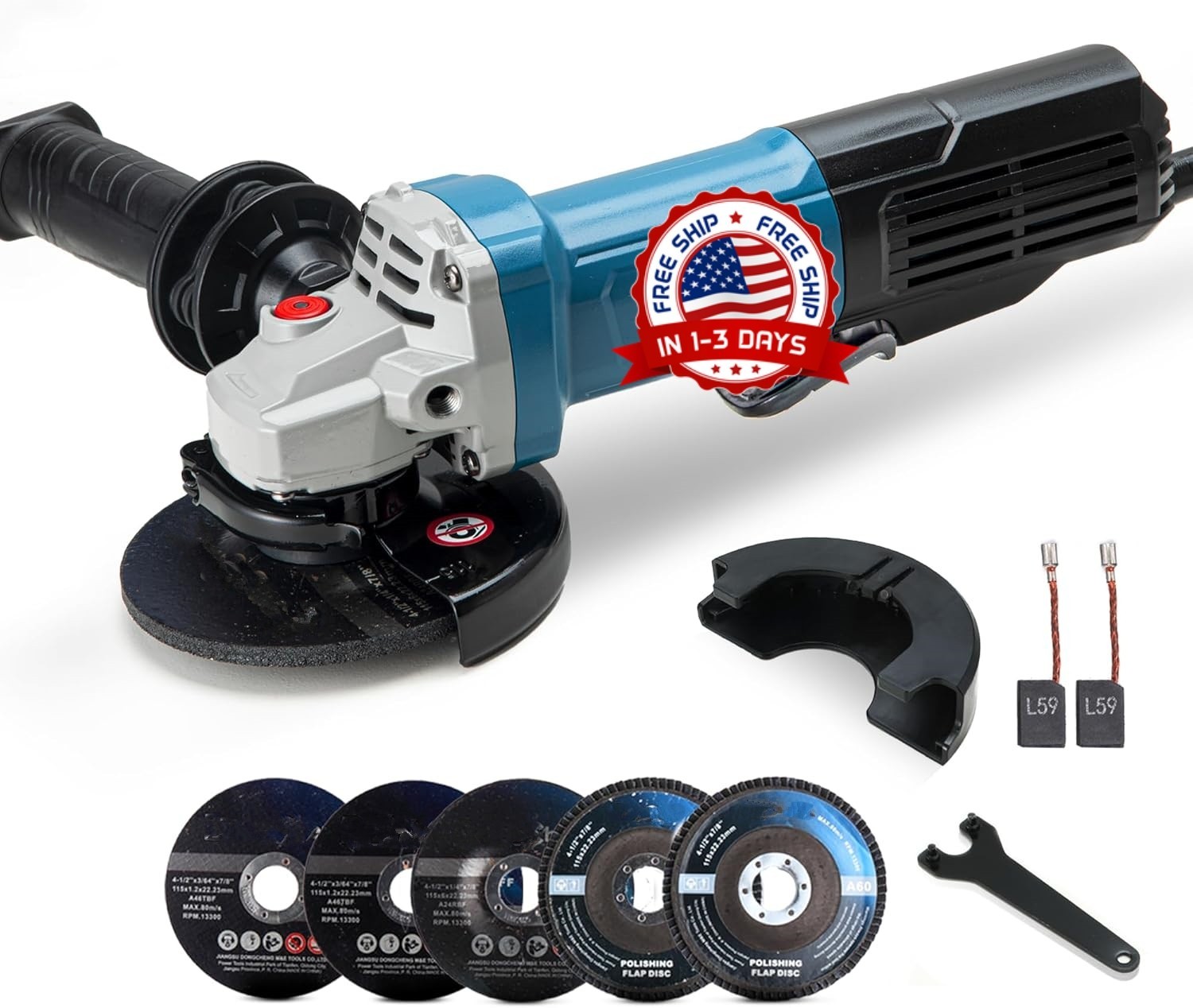 Amoladora Angular Electrica Con Muelas Abrasivas 9.2 Amps Esmeriladora Set