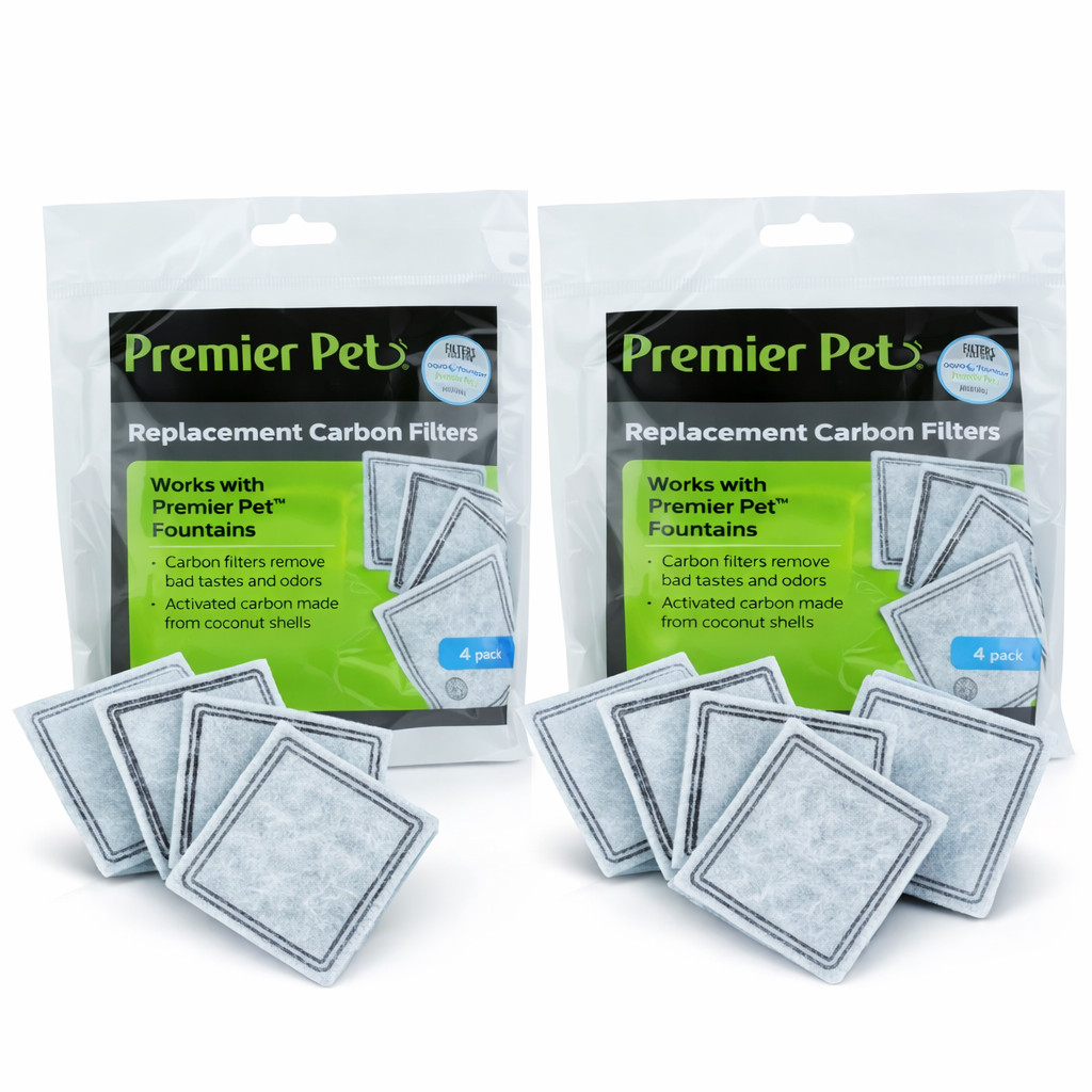 Premier Pet Replacement Carbon Filters for Dog and Cat Water Fountains - 8 Pack